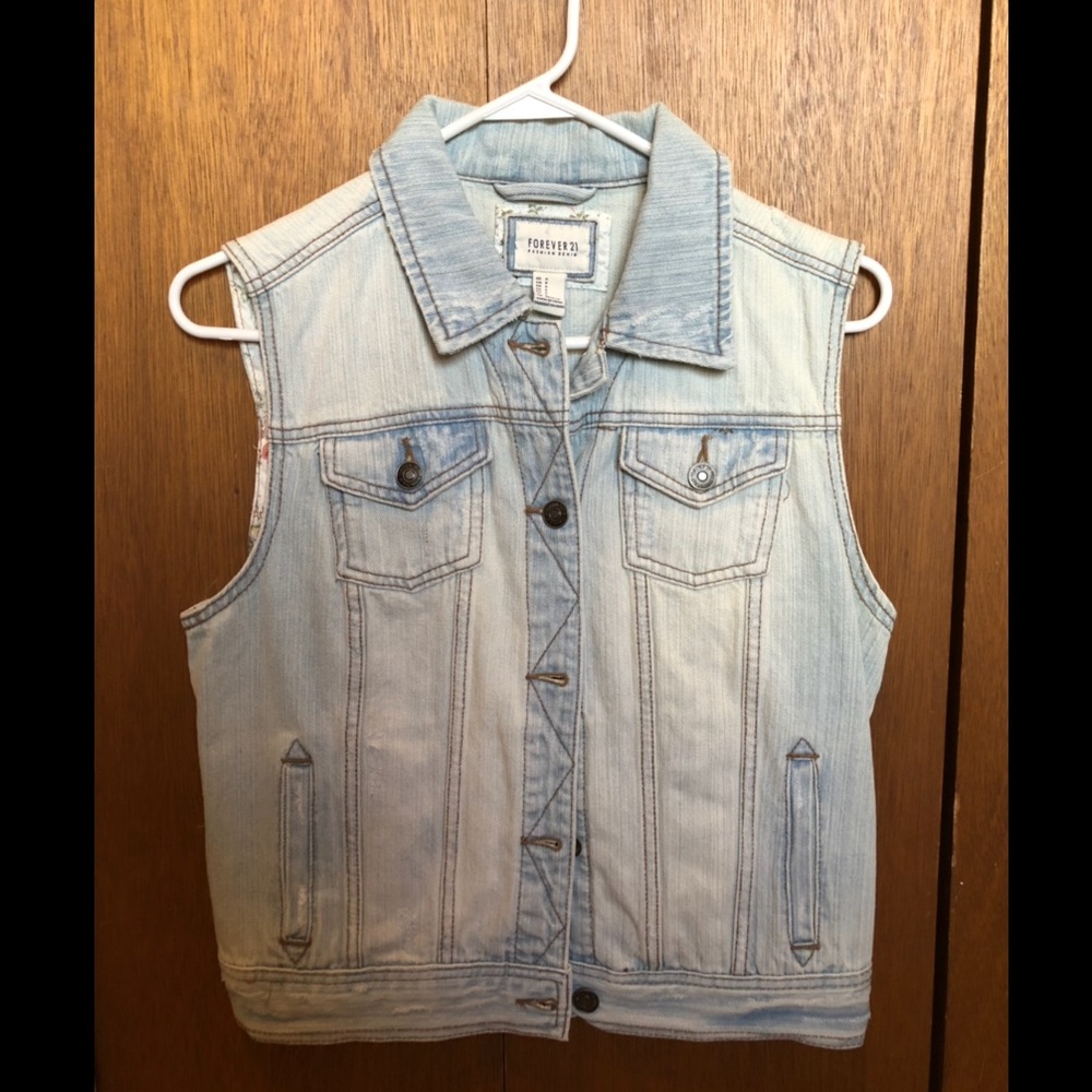 Denim button up vest